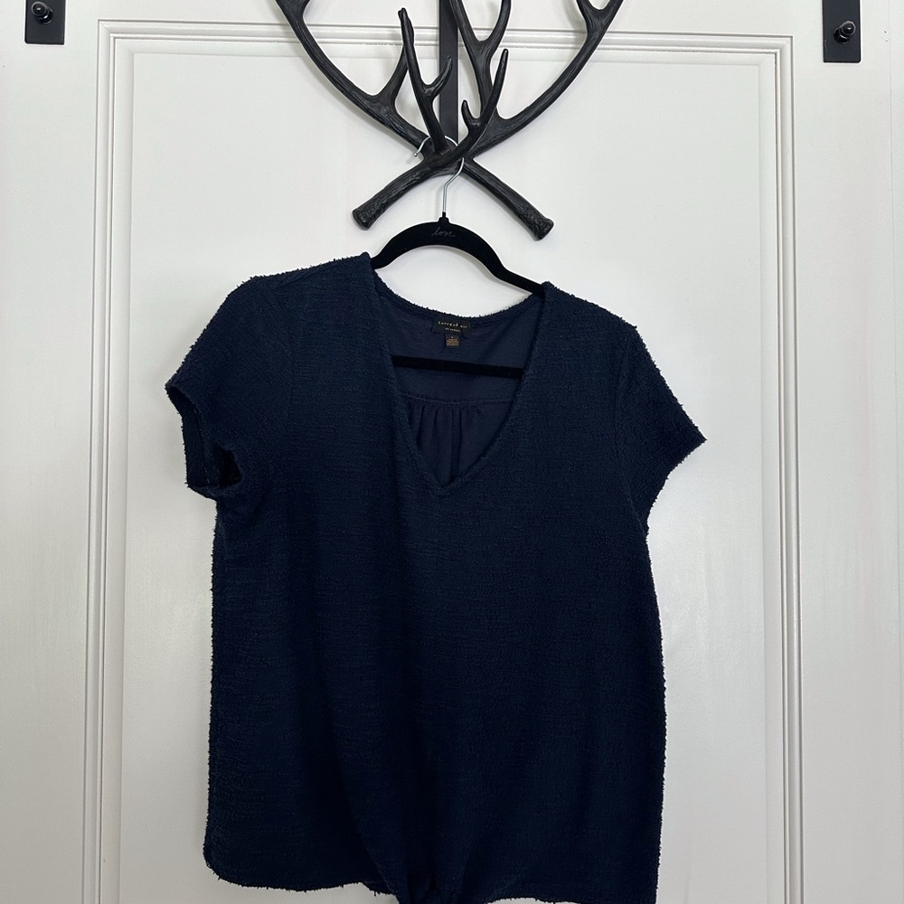 Anthropologie Current Air, size L, navy, ties at bottom, gently worn
